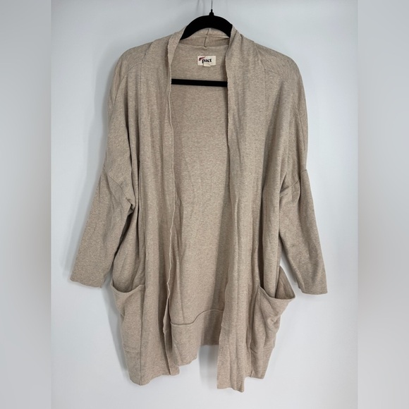 Pact Long Sleeve Full Length Fold Collar Open Cardigan - Picture 1 of 5